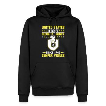 US Army Security - Männer Premium Bio Hoodie - Schwarz - Vorne - Nico (187cm)