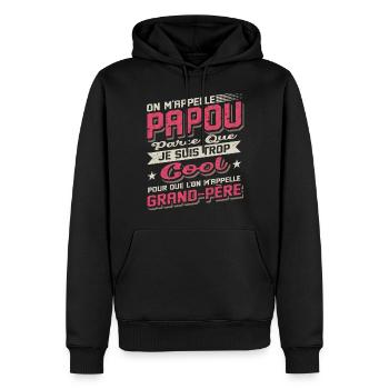 Papou Fete Des Grand Pères Papy - Sweat à capuche Premium bio Homme - noir - Devant - Nico (187cm)
