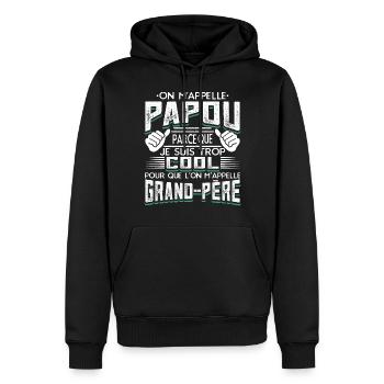 Papou Fete Des Grand Pères Papy - Sweat à capuche Premium bio Homme - noir - Devant - Nico (187cm)