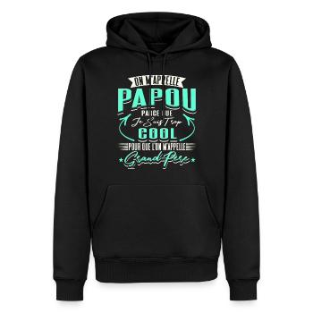 Papou Fete Des Grand Pères Papy - Sweat à capuche Premium bio Homme - noir - Devant - Nico (187cm)