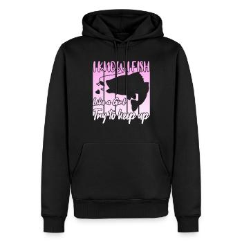 Je sais que je pêche comme une fille - Sweat à capuche Premium bio Homme - noir - Devant - Nico (187cm)