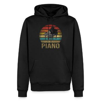 Piano à queue Musique Pianiste Retro Sunset - Sweat à capuche Premium bio Homme - noir - Devant - Nico (187cm)