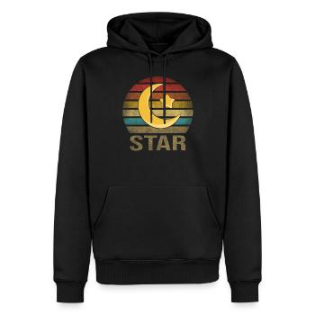 Islam Crestcent Star Religion Rétro Coucher de Soleil - Sweat à capuche Premium bio Homme - noir - Devant - Nico (187cm)