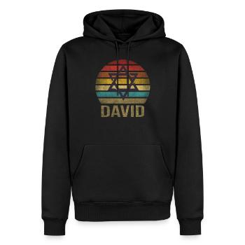 Jewish Star of David Religion Retro Sunset - Männer Premium Bio Hoodie - Schwarz - Vorne - Nico (187cm)