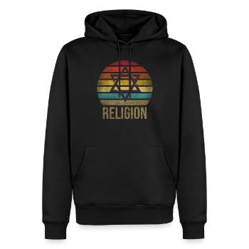 Jewish Star of David Religion Retro Sunset - Männer Premium Bio Hoodie - Schwarz - Vorne - Nico (187cm)