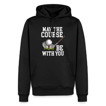 May The Course be Golfer Golf Course Golfer - Men’s Premium Organic Hoodie - black - Front - Nico (187cm)