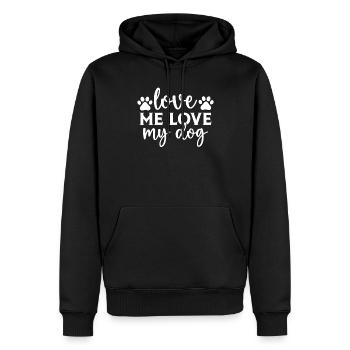Aime-moi Aime mon chien - Sweat à capuche Premium bio Homme - noir - Devant - Nico (187cm)