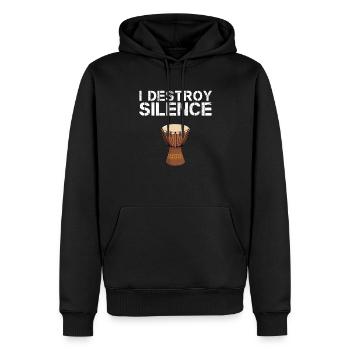djembe i destroy silence, djembe - Men’s Premium Organic Hoodie - black - Front - Nico (187cm)