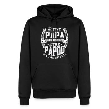 Être Papou N'a Pas De Sans Prix - Sweat à capuche Premium bio Homme - noir - Devant - Nico (187cm)