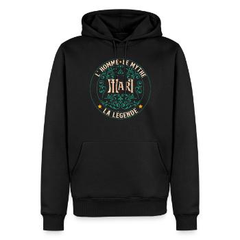 Mari L'Homme Le Mythe La Légende - Sweat à capuche Premium bio Homme - noir - Devant - Nico (187cm)