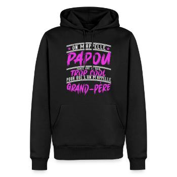 Papou Fete Des Grand Pères Papy - Sweat à capuche Premium bio Homme - noir - Devant - Nico (187cm)