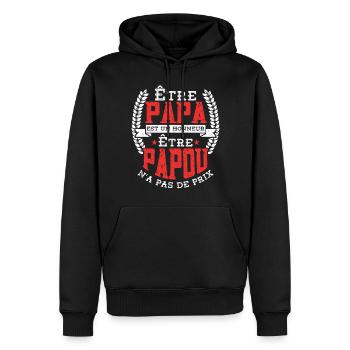 Être Papou N'a Pas De Sans Prix - Sweat à capuche Premium bio Homme - noir - Devant - Nico (187cm)