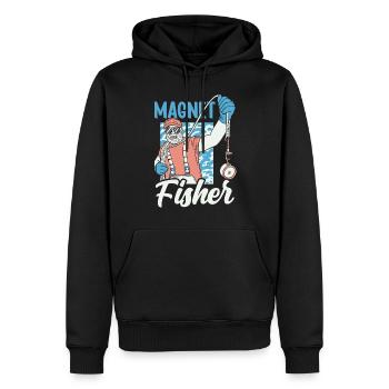 Magnet Pêcheur Aimant Pêche magnétique - Sweat à capuche Premium bio Homme - noir - Devant - Nico (187cm)