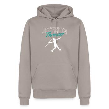 Speerwerfer Speer Speerwerfen Speerwurf - Männer Premium Bio Hoodie - Taupe - Vorne - Nico (187cm)