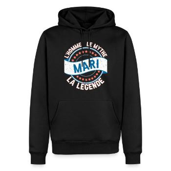 Mari L'Homme Le Mythe La Légende - Sweat à capuche Premium bio Homme - noir - Devant - Nico (187cm)
