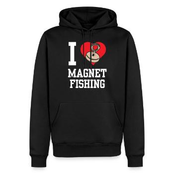Ich Liebe Magnet Fishing Magnetfischen - Männer Premium Bio Hoodie - Schwarz - Vorne - Nico (187cm)