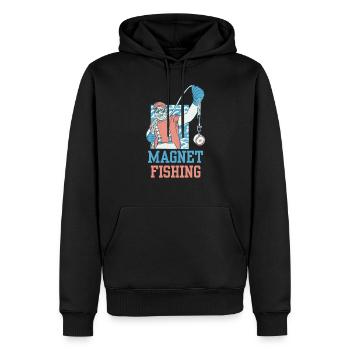Aimant de pêche magnétique Pêcheur magnétique - Sweat à capuche Premium bio Homme - noir - Devant - Nico (187cm)