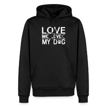Liebe mich Liebe meinen Hund - Männer Premium Bio Hoodie - Schwarz - Vorne - Nico (187cm)