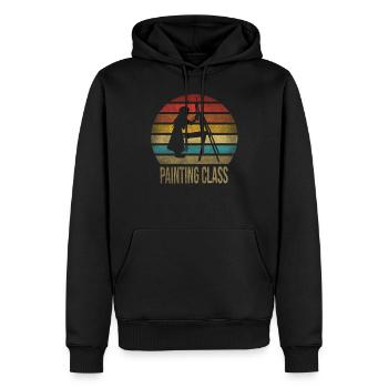 Peinture Petite Fille à l’intérieur Arts Rétro Coucher de Soleil - Sweat à capuche Premium bio Homme - noir - Devant - Nico (187cm)