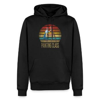 Peinture Petite Fille à l’intérieur Arts Rétro Coucher de Soleil - Sweat à capuche Premium bio Homme - noir - Devant - Nico (187cm)