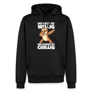 Dabbendes Faultier Spruch für Faulenzer - Männer Premium Bio Hoodie - Schwarz - Vorne - Nico (187cm)