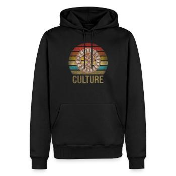 Mayan Calender Maya Itzamna Retro Sunset - Men’s Premium Organic Hoodie - black - Front - Nico (187cm)