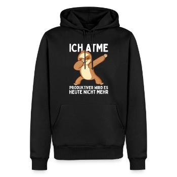 Dabbendes Faultier Spruch für Faulenzer - Männer Premium Bio Hoodie - Schwarz - Vorne - Nico (187cm)