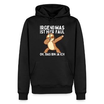 Dabbendes Faultier Spruch für Faulenzer - Männer Premium Bio Hoodie - Schwarz - Vorne - Nico (187cm)