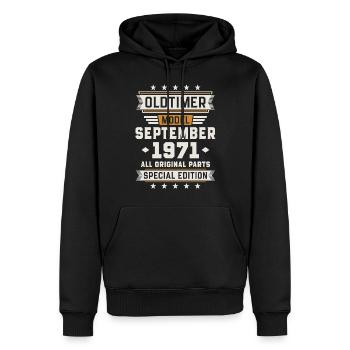 Oldtimer September 1971 Geburtstag Geschenk - Männer Premium Bio Hoodie - Schwarz - Vorne - Nico (187cm)