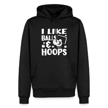 I Like Balls & Hoops - Funny Basketball Fan Gifts - Männer Premium Bio Hoodie - Schwarz - Vorne - Nico (187cm)