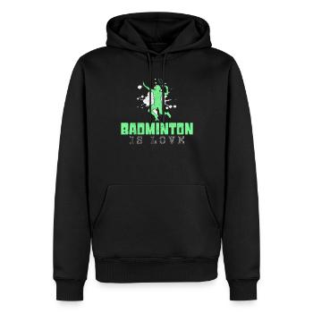 Badminton - Männer Premium Bio Hoodie - Schwarz - Vorne - Nico (187cm)