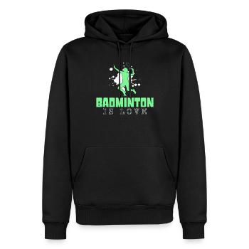 Badminton - Männer Premium Bio Hoodie - Schwarz - Vorne - Nico (187cm)