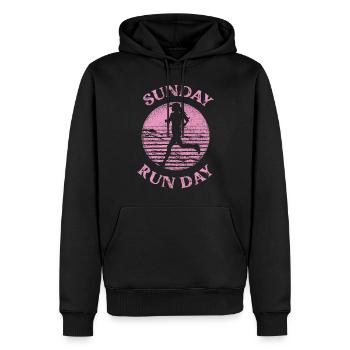 Running Runner Semi-Marathon Rétro - Sweat à capuche Premium bio Homme - noir - Devant - Nico (187cm)