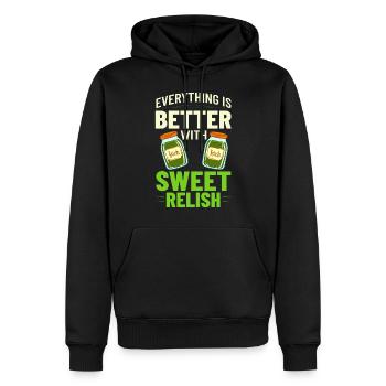 Sweet Relish Pickles Bottle Spice Jar - Men’s Premium Organic Hoodie - black - Front - Nico (187cm)