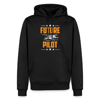 Futur pilote d’avion léger Petit avion Jet - Sweat à capuche Premium bio Homme - noir - Devant - Nico (187cm)