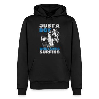 Surfboard Surfer Nur ein Junge, der das Surfen und - Männer Premium Bio Hoodie - Schwarz - Vorne - Nico (187cm)