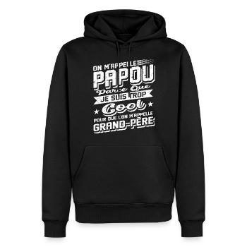 Papou Fete Des Grand Pères Papy - Sweat à capuche Premium bio Homme - noir - Devant - Nico (187cm)