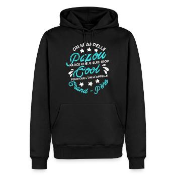 Papou Fete Des Grand Pères Papy - Sweat à capuche Premium bio Homme - noir - Devant - Nico (187cm)