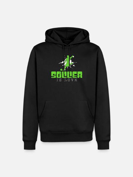 Fußball Spruch - Männer Premium Bio Hoodie - Schwarz
