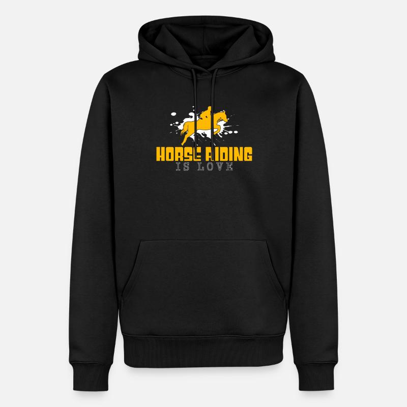 Pferde reiten Spruch - Männer Premium Bio Hoodie - Schwarz