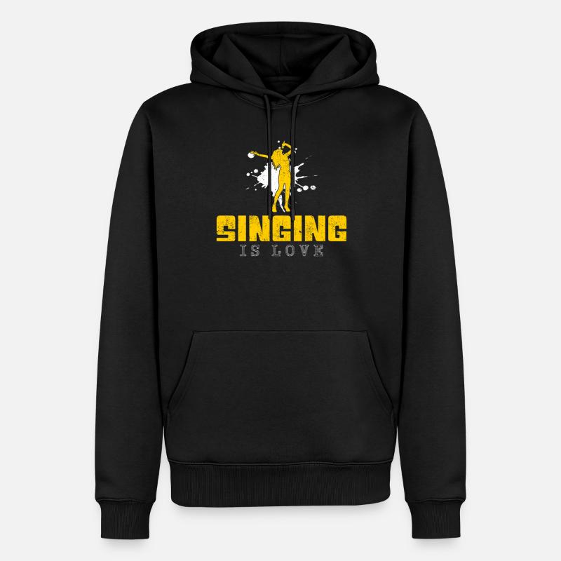 Singen Spruch - Männer Premium Bio Hoodie - Schwarz