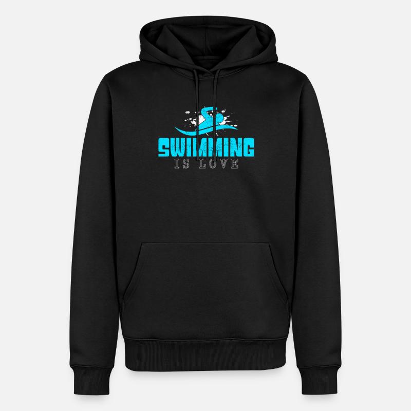 Schwimmen Spruch - Männer Premium Bio Hoodie - Schwarz