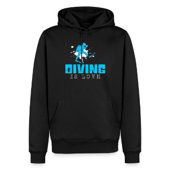 Dicton de plongée - Sweat à capuche Premium bio Homme - noir - Devant - Nico (187cm)