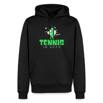 Dicton tennis - Sweat à capuche Premium bio Homme - noir - Devant - Nico (187cm)