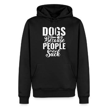 Dogs Because People Suck - Men’s Premium Organic Hoodie - black - Front - Nico (187cm)