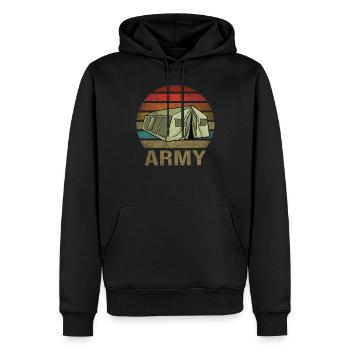 Military Tent Army Retro Sunset Vintage - Men’s Premium Organic Hoodie - black - Front - Nico (187cm)