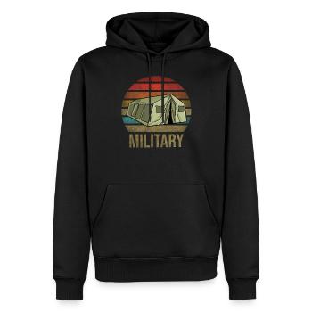 Military Tent Army Retro Sunset Vintage - Men’s Premium Organic Hoodie - black - Front - Nico (187cm)