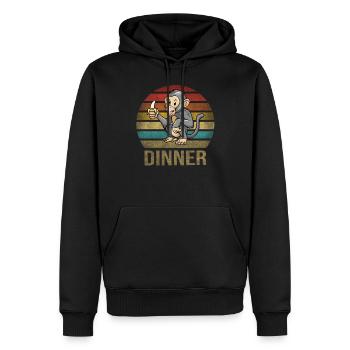 Monkey Eating Banana Dinner Retro Sunset - Men’s Premium Organic Hoodie - black - Front - Nico (187cm)