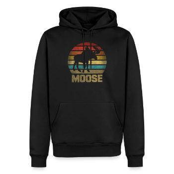 Moose Elk Deer Animal Retro Sunset - Männer Premium Bio Hoodie - Schwarz - Vorne - Nico (187cm)