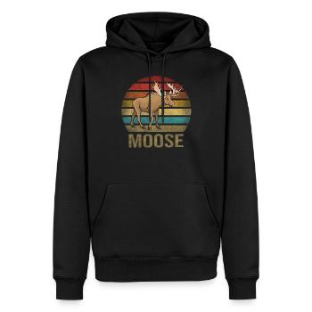 Moose Elk Deer Animal Retro Sunset - Männer Premium Bio Hoodie - Schwarz - Vorne - Nico (187cm)